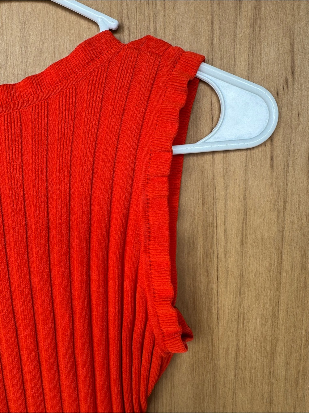 MILLY Persimmon Bold Orange V-Neck Rib Knit Wrap Dress - Picture 9 of 9